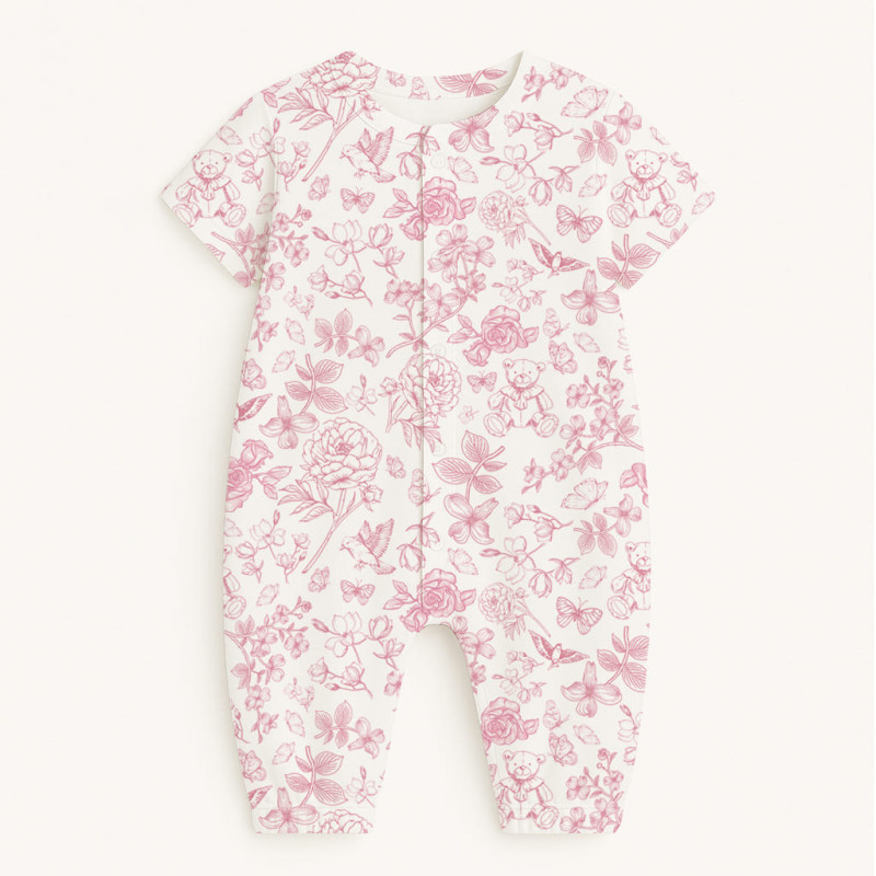 Long Supima Cotton Shortie with Sleeves  R017 CHLOE PINK