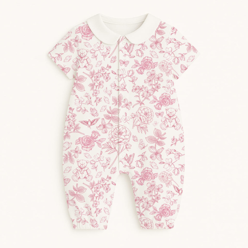 Long Supima Cotton Shortie with Sleeves and Collar  R017CL CHLOE PINK