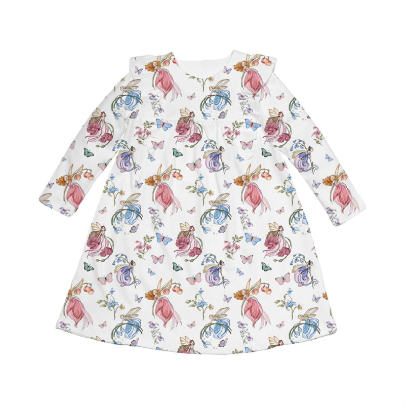 Charming Long-Sleeved Night Dress with Ruffles DR016