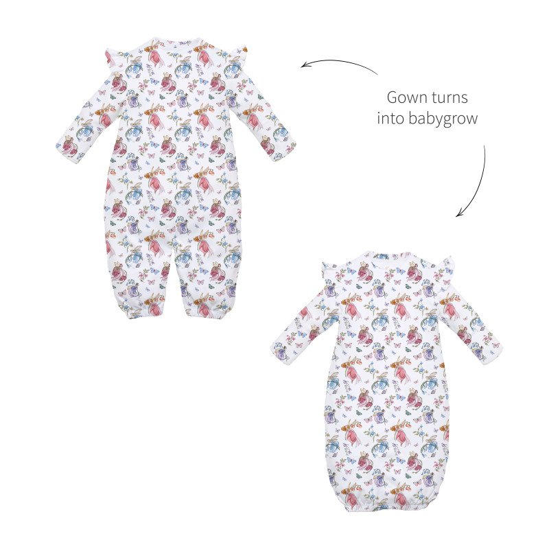 Baby converter gown with ruffles for girls TR002 Baby converter gown with ruffles for girls TR002