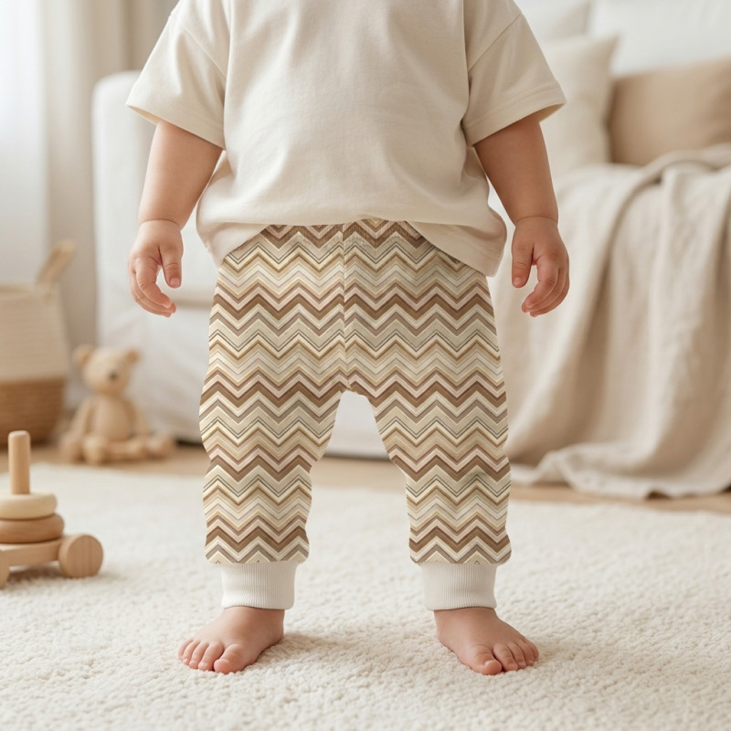 Cotton Baby Joggers BR014 ZIG ZAG BROWN Cotton Baby Joggers BR014 ZIG ZAG BROWN