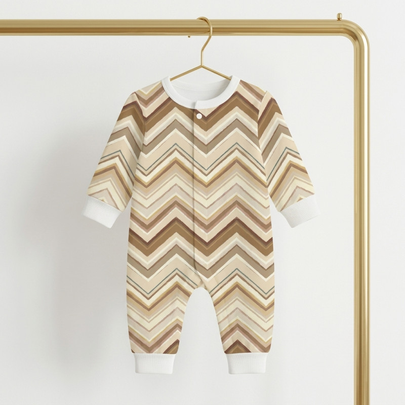 Long sleeve Romper for baby K060 ZIG ZAG BROWN Long sleeve Romper for baby K060 ZIG ZAG BROWN
