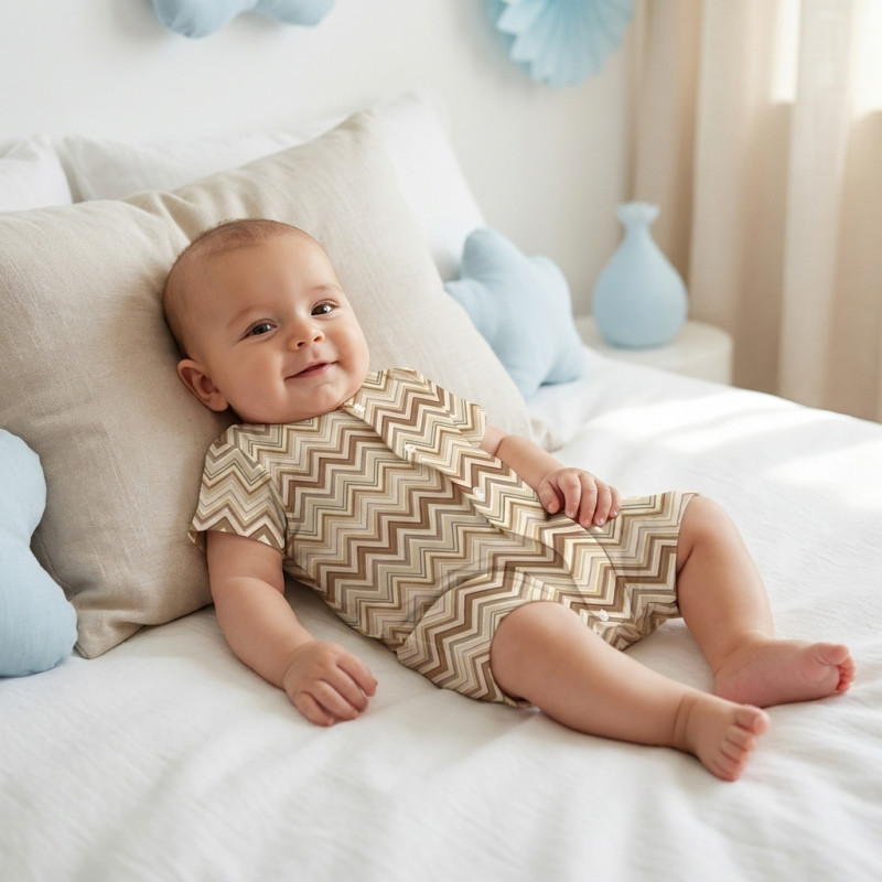 Supima Cotton Shortie R003 ZIG ZAG BROWN