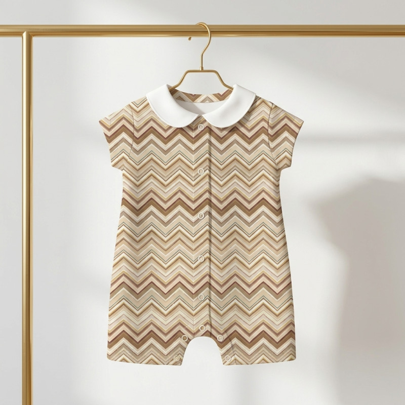 Supima Cotton Shortie with Collar R003CL ZIG ZAG BROWN Supima Cotton Shortie with Collar R003CL ZIG ZAG BROWN