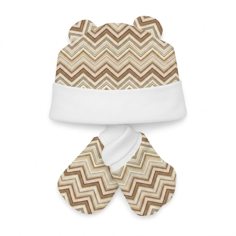 Hat and Mittens Set010 ZIG ZAG BROWN Hat and Mittens Set010 ZIG ZAG BROWN