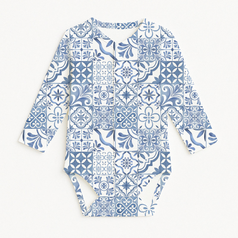 Printed Long-Sleeve Front Fastening Bodyvest for Babies BLS005 AMALFI BLUE Printed Long-Sleeve Front Fastening Bodyvest for Babies BLS005 AMALFI BLUE