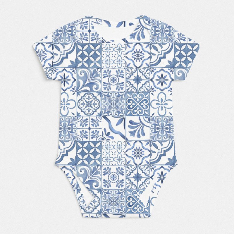 Printed Short-Sleeve Bodyvest for Babies BSHL001 AMALFI BLUE Printed Short-Sleeve Bodyvest for Babies BSHL001 AMALFI BLUE