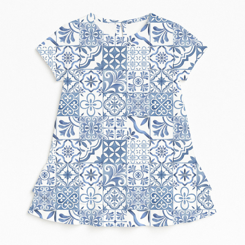 Supima Cotton Night Dress with Ruffle DR002 AMALFI BLUE