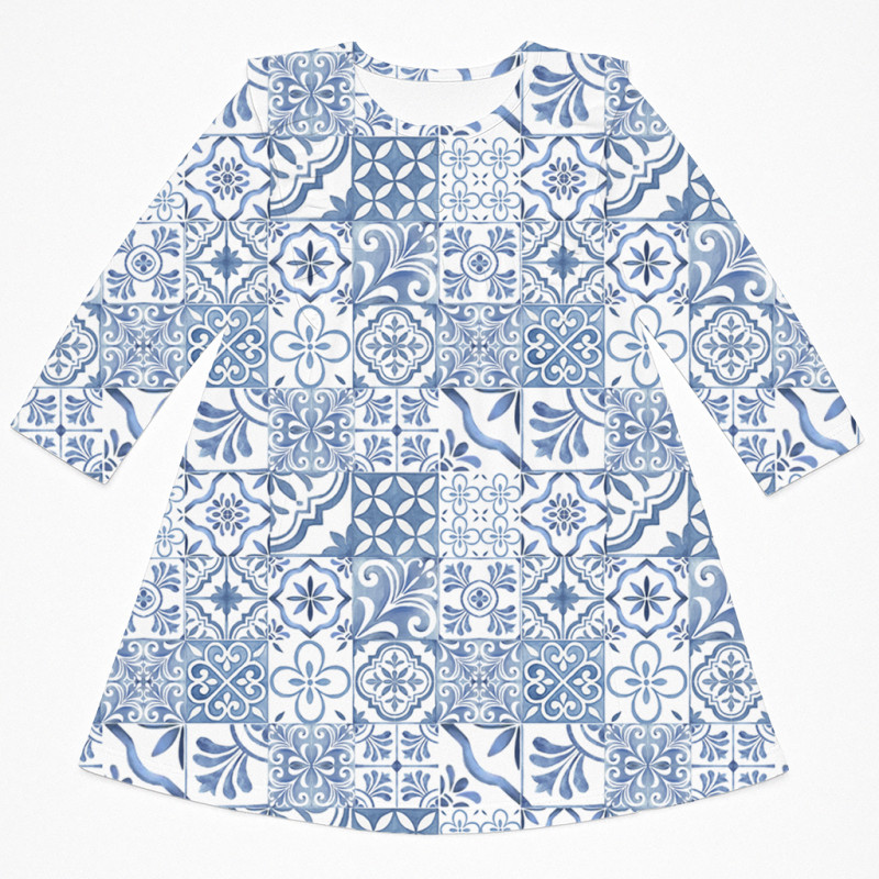 Charming Long-Sleeved Night Dress with Ruffles DR016 AMALFI BLUE Charming Long-Sleeved Night Dress with Ruffles DR016 AMALFI BLUE