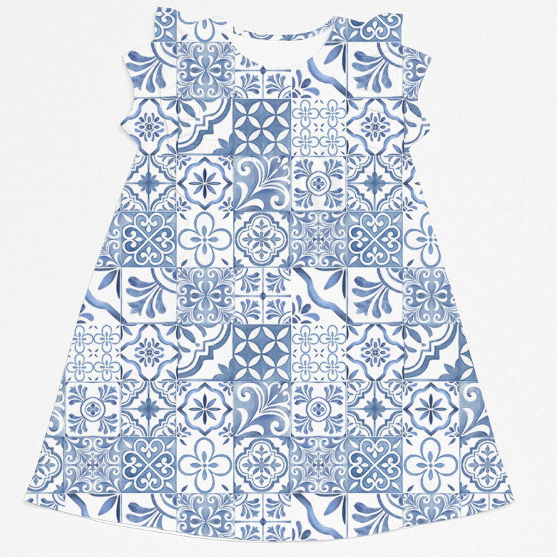 Supima Cotton Night Dress with Ruffle DR018 AMALFI BLUE Supima Cotton Night Dress with Ruffle DR018 AMALFI BLUE