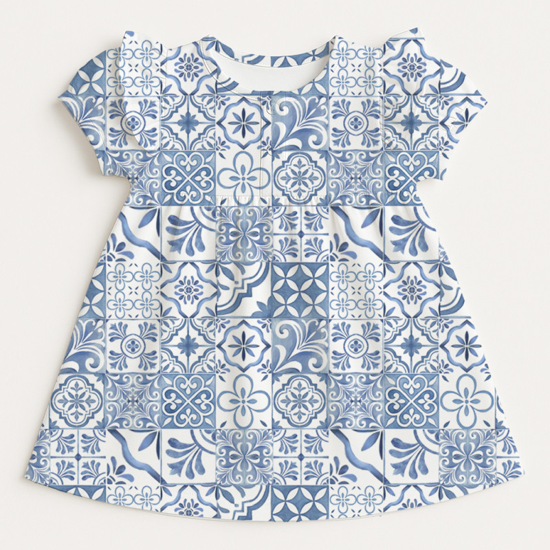 Supima Cotton Night Dress with Ruffle DR019 AMALFI BLUE Supima Cotton Night Dress with Ruffle DR019 AMALFI BLUE