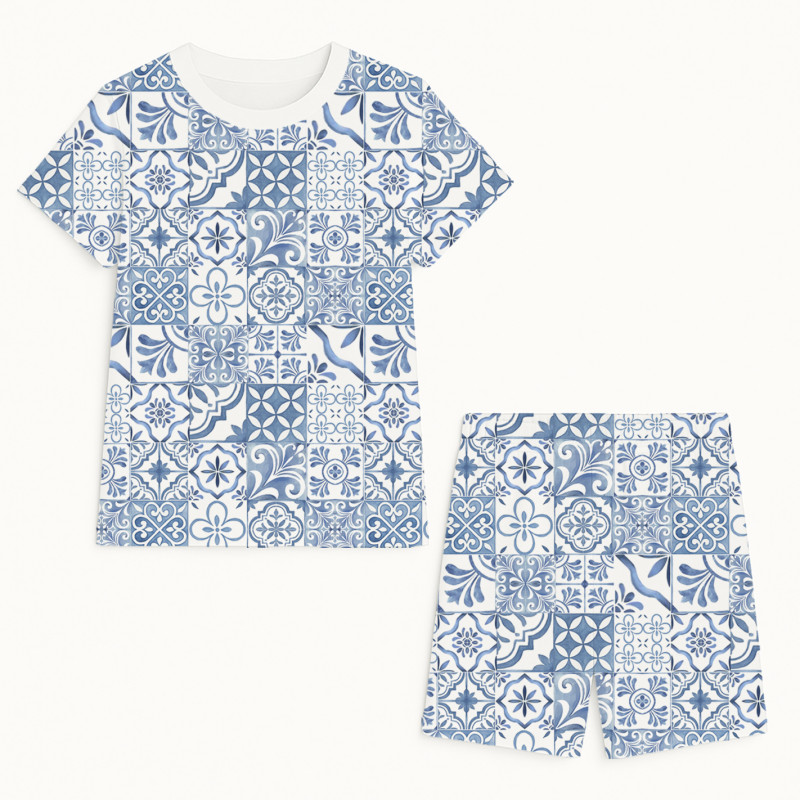 Pyjama short sleeve 100% organic pima Cotton PJ005 AMALFI BLUE Pyjama short sleeve 100% organic pima Cotton PJ005 AMALFI BLUE