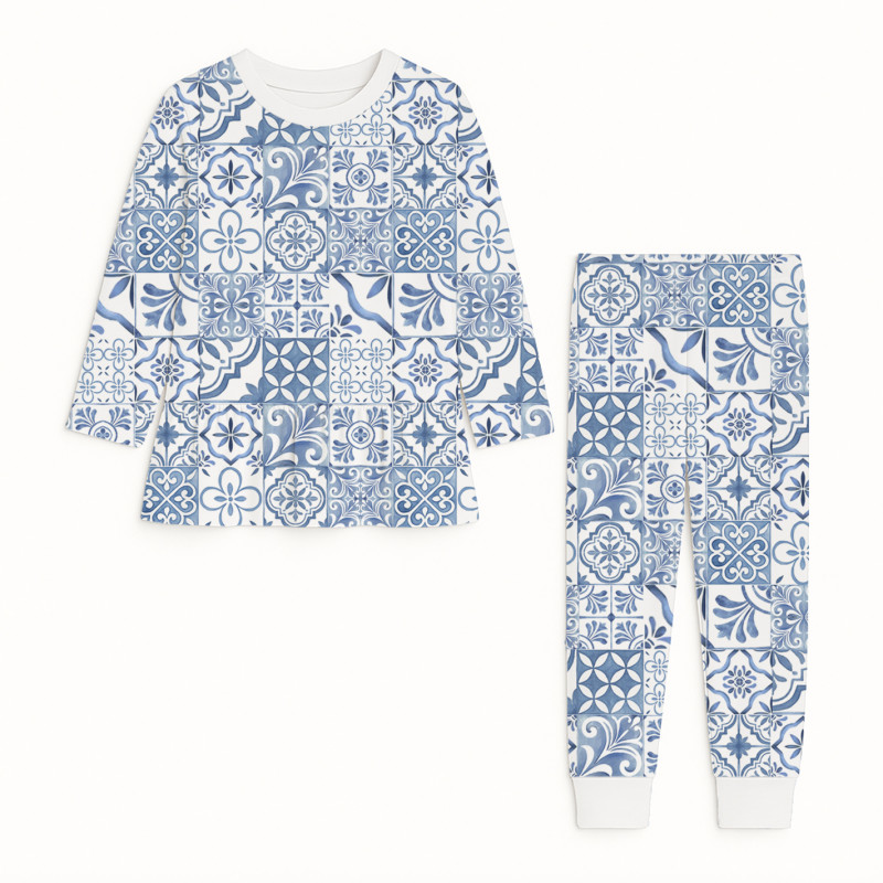 Girls Supima Cotton Pyjamas with Long Sleeves — PJ009 AMALFI BLUE