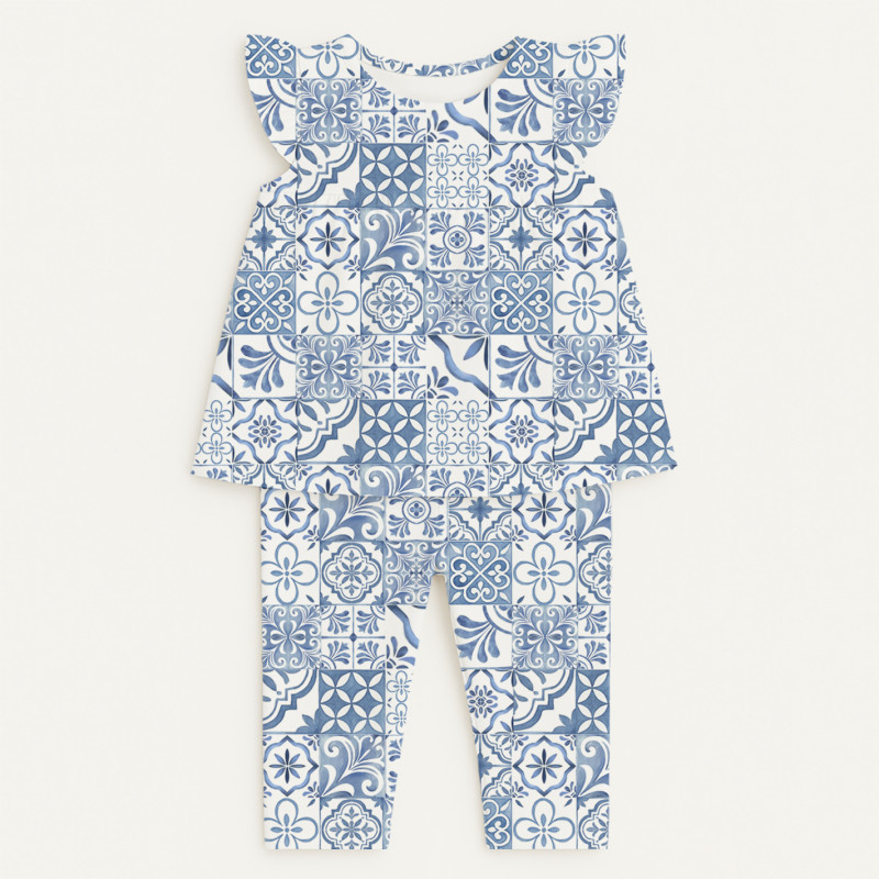 Yoke Girls Pyjama 100% organic Cotton PJ015 AMALFI BLUE