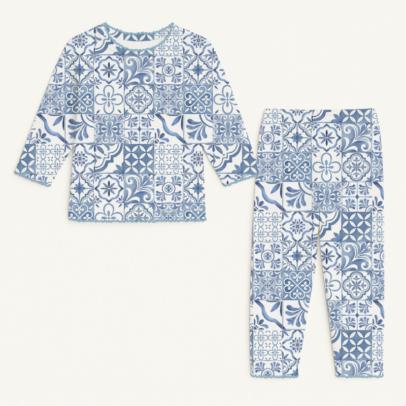Pyjama long sleeve 100% organic pima Cotton PJ025 AMALFI BLUE Pyjama long sleeve 100% organic pima Cotton PJ025 AMALFI BLUE