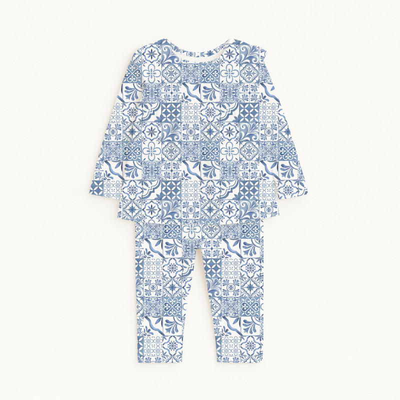 Yoke Girls Pyjama long sleeve 100% organic Cotton PJ029 AMALFI BLUE