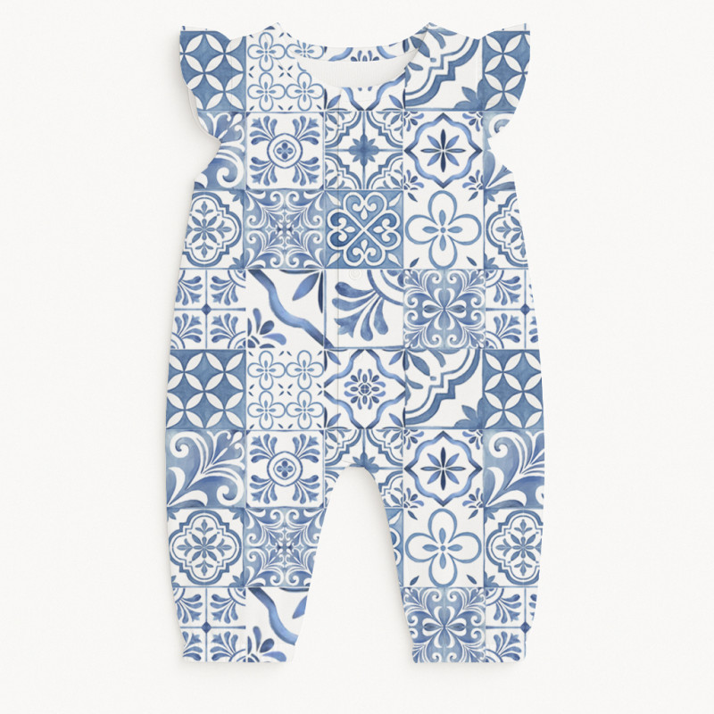 Supima Cotton Long Shortie with Ruffles – R011 AMALFI BLUE Supima Cotton Long Shortie with Ruffles – R011 AMALFI BLUE