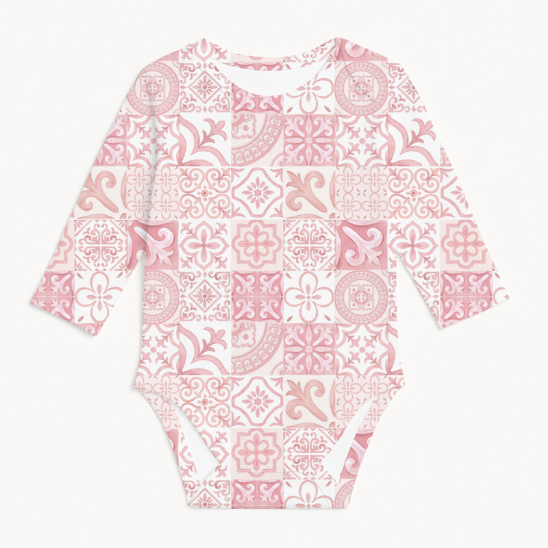 Printed Long-Sleeved Bodyvest for Babies BLS001 AMALFI PINK Printed Long-Sleeved Bodyvest for Babies BLS001 AMALFI PINK