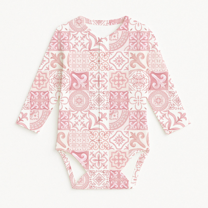 Printed Long-Sleeve Front Fastening Bodyvest for Babies BLS005 AMALFI PINK Printed Long-Sleeve Front Fastening Bodyvest for Babies BLS005 AMALFI PINK