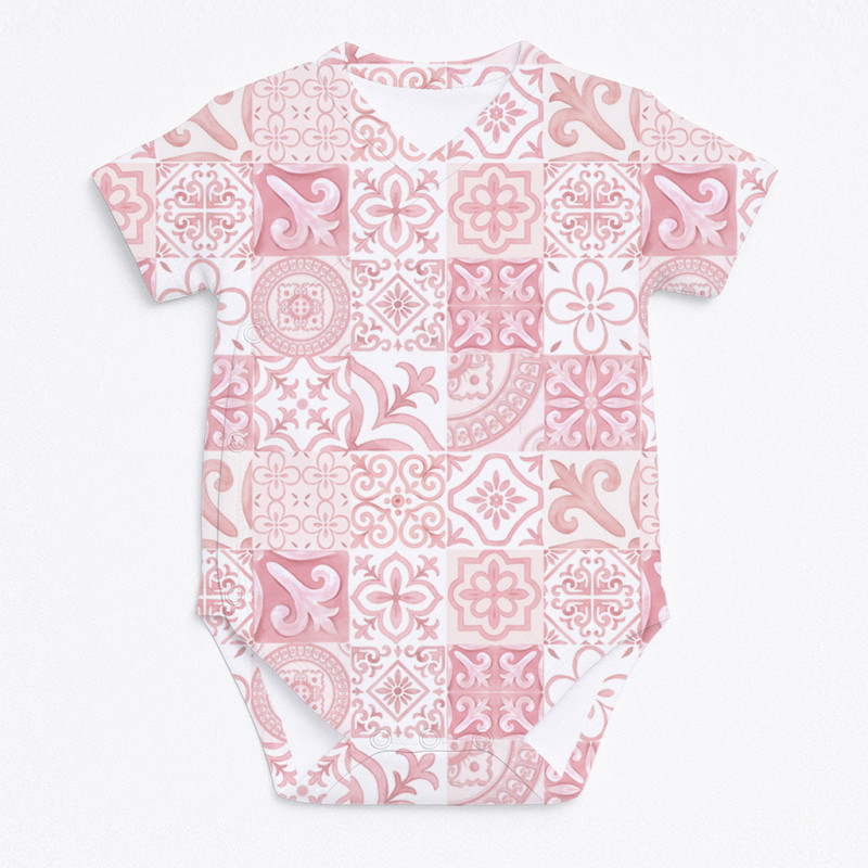 Printed Short-Sleeve Kimono Bodyvest for Babies BSHL004 AMALFI PINK Printed Short-Sleeve Kimono Bodyvest for Babies BSHL004 AMALFI PINK