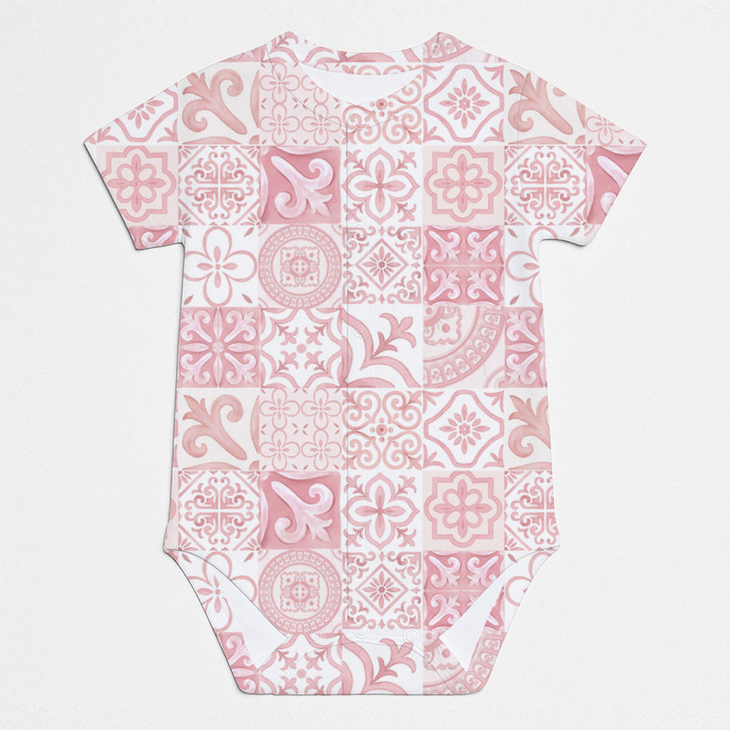 Printed Short-Sleeve Front Fastening Bodyvest for Babies BSHL009 AMALFI PINK Printed Short-Sleeve Front Fastening Bodyvest for Babies BSHL009 AMALFI PINK