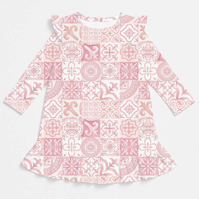 Charming Long-Sleeved Night Dress with Ruffles DR010 AMALFI PINK