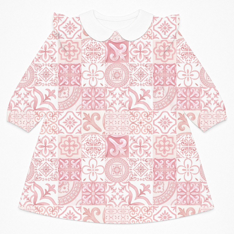 Charming Long-Sleeved Dress with Ruffles and Collar DR017CL AMALFI PINK