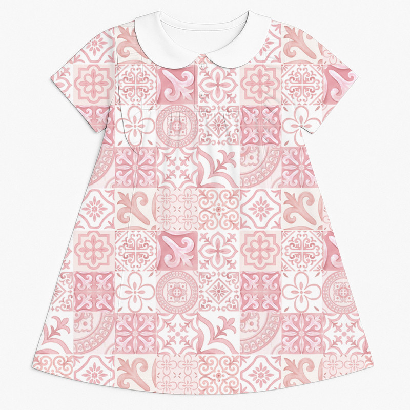 Supima Cotton Night Dress with Ruffle  and Collar DR018CL AMALFI PINK