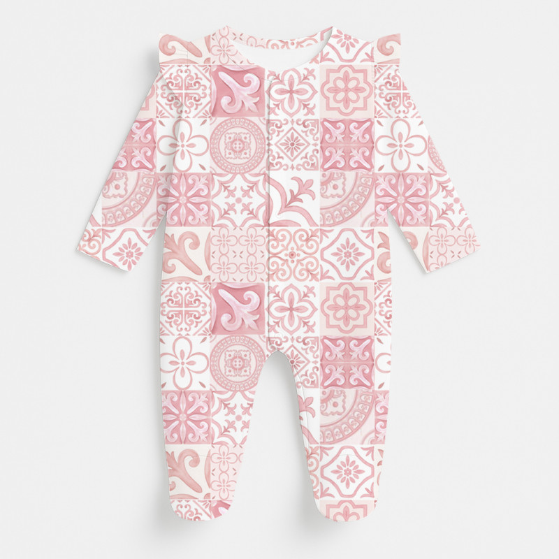 Babygrow with ruffles 100% pima cotton K065 AMALFI PINK Babygrow with ruffles 100% pima cotton K065 AMALFI PINK
