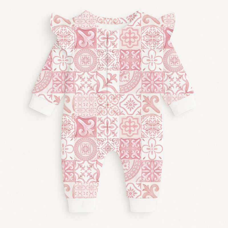 Long sleeve Romper for baby with ruffles K070 AMALFI PINK Long sleeve Romper for baby with ruffles K070 AMALFI PINK