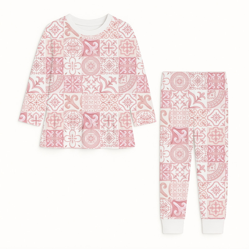 Girls Supima Cotton Pyjamas with Long Sleeves — PJ009 AMALFI PINK