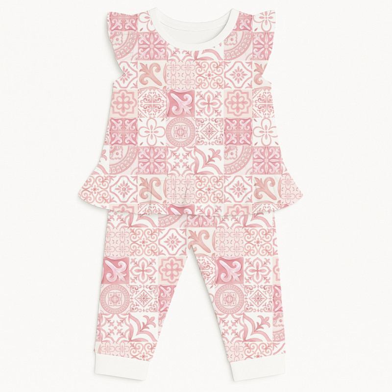 Girls Supima Cotton Pyjamas with Ruffles – PJ012 AMALFI PINK