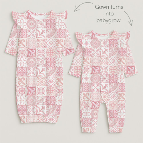 Baby converter gown with ru..