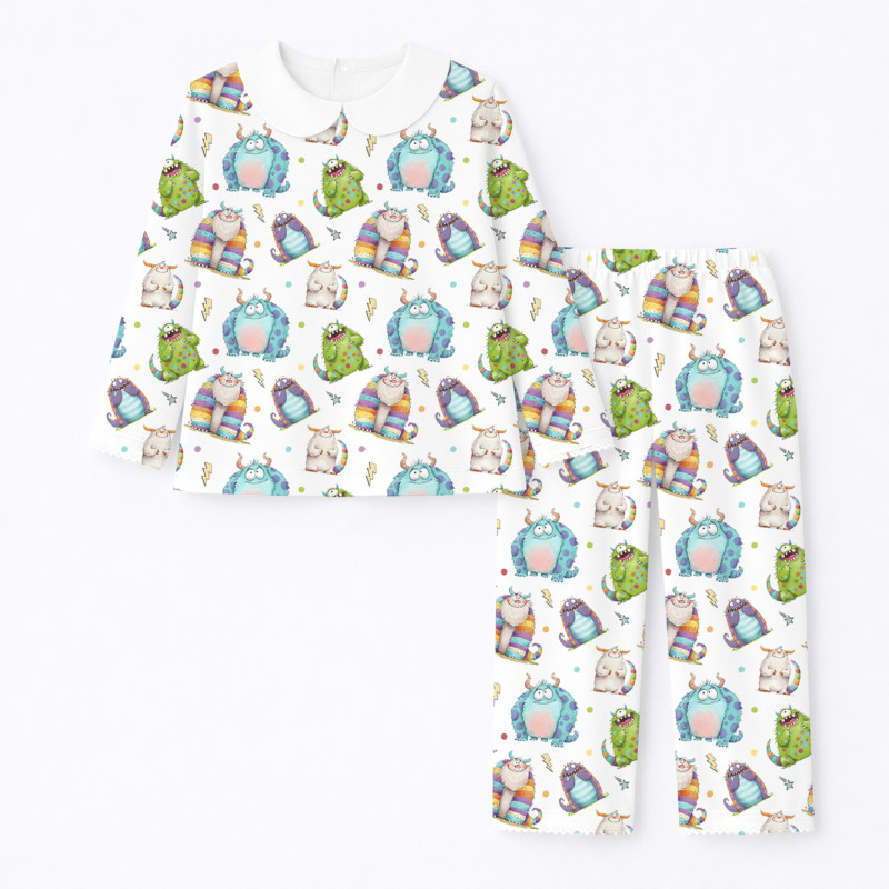 Пижама с длинным рукавом и воротничком из 100% pima котона PJ020 BOO