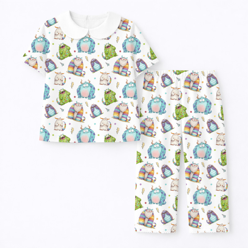Luxury Pajama Set with Collar, Short Sleeve 100% Pima Cotton  PJ021 · BOO