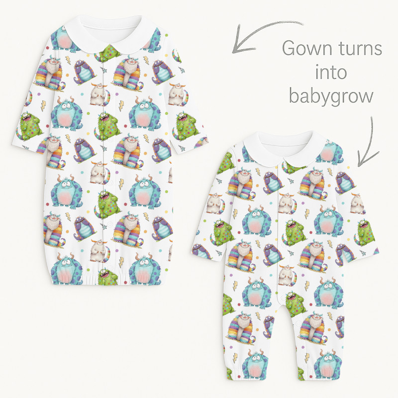 Baby converter gown with collar TR003 BOO Baby converter gown with collar TR003 BOO