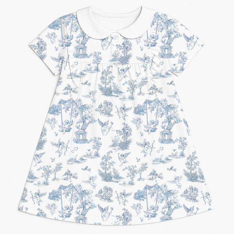 Supima Cotton Night Dress with Ruffle  and Collar DR018CL CELESTIA