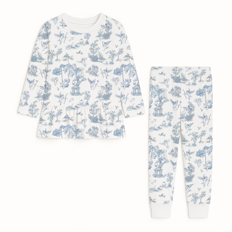 Girls Supima Cotton Pyjamas with Long Sleeves — PJ009 CELESTIA Girls Supima Cotton Pyjamas with Long Sleeves — PJ009 CELESTIA