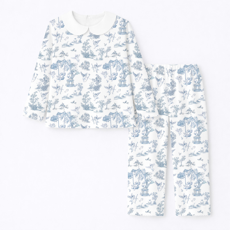 Pyjama long sleeve with collar 100% organic pima Cotton PJ020 CELESTIA