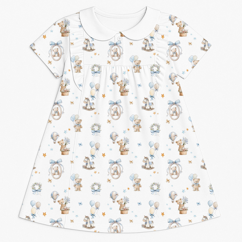Supima Cotton Night Dress with Ruffle and Collar DR018CL HUGGY Supima Cotton Night Dress with Ruffle and Collar DR018CL HUGGY