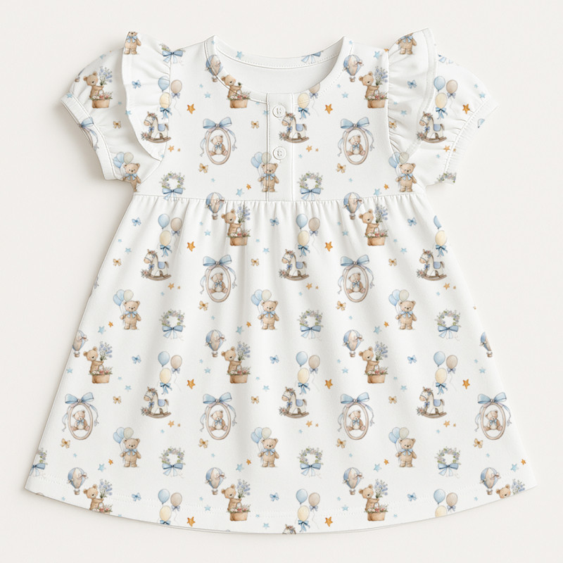 Supima Cotton Night Dress with Ruffle DR019 HUGGY Supima Cotton Night Dress with Ruffle DR019 HUGGY