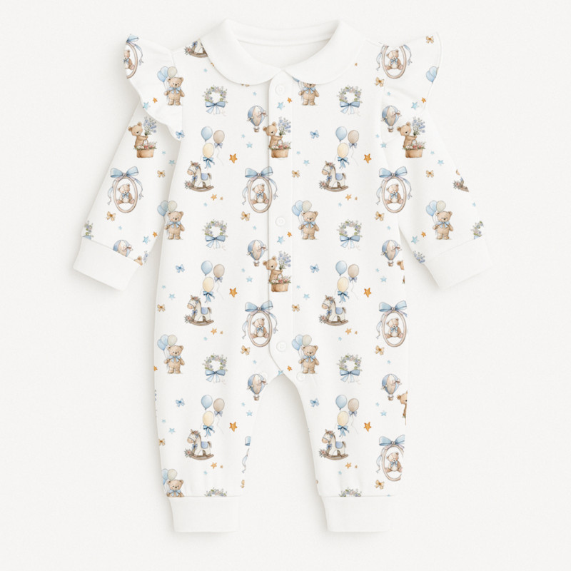 Long sleeve Romper for baby  with ruffles and Collar K070CL HUGGY