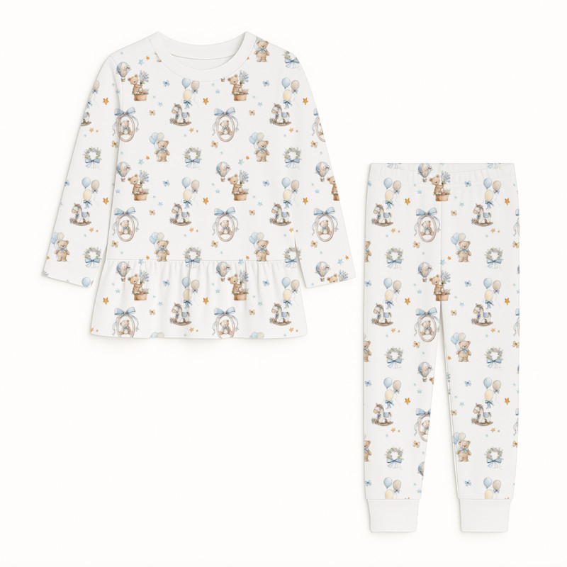 Girls Supima Cotton Pyjamas with Long Sleeves — PJ009 HUGGY