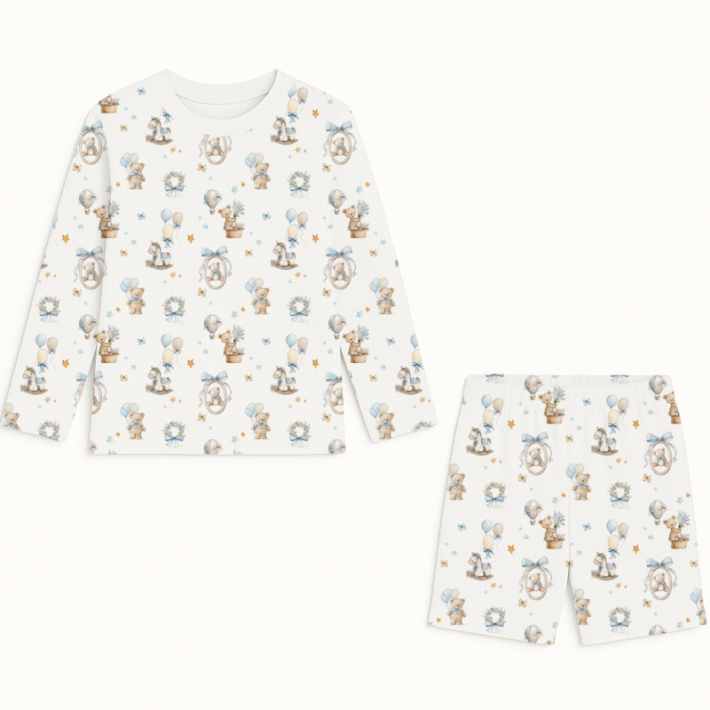 Printed Supima Cotton Top and Shorts Pyjama Set – PJ010 HUGGY Printed Supima Cotton Top and Shorts Pyjama Set – PJ010 HUGGY