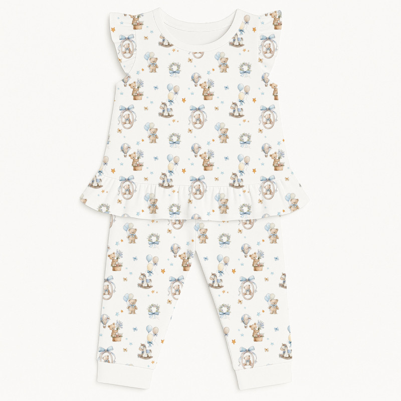 Girls Supima Cotton Pyjamas with Ruffles – PJ012 HUGGY