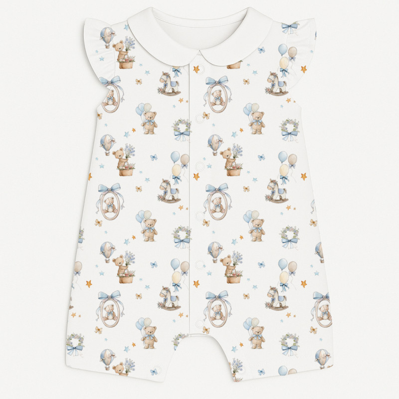Supima Cotton Shortie with Ruffles and Collar – R007CL HUGGY Supima Cotton Shortie with Ruffles and Collar – R007CL HUGGY