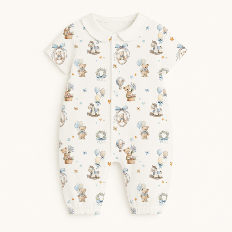 Long Supima Cotton Shortie with Sleeves and Collar R017CL HUGGY