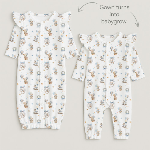Baby converter gown with ru..