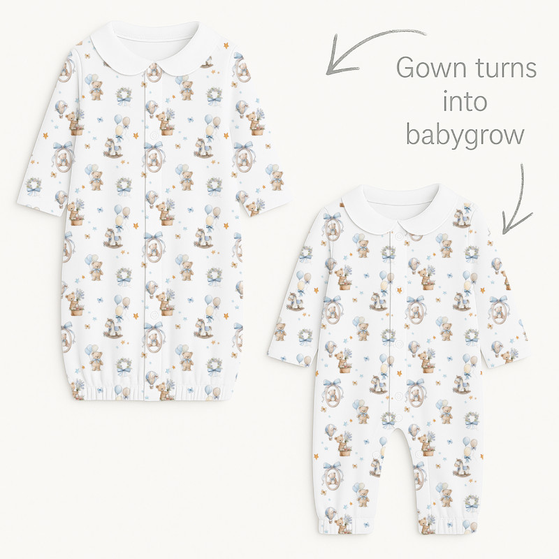 Baby converter gown with collar TR003 HUGGY