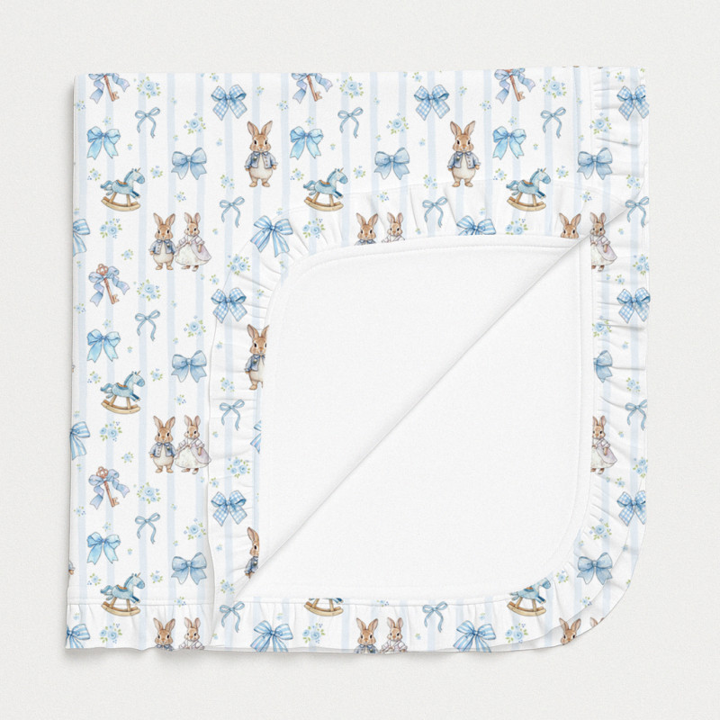 Two-Layer Baby Blanket with Ruffles BL002 LULU BLUE Two-Layer Baby Blanket with Ruffles BL002 LULU BLUE
